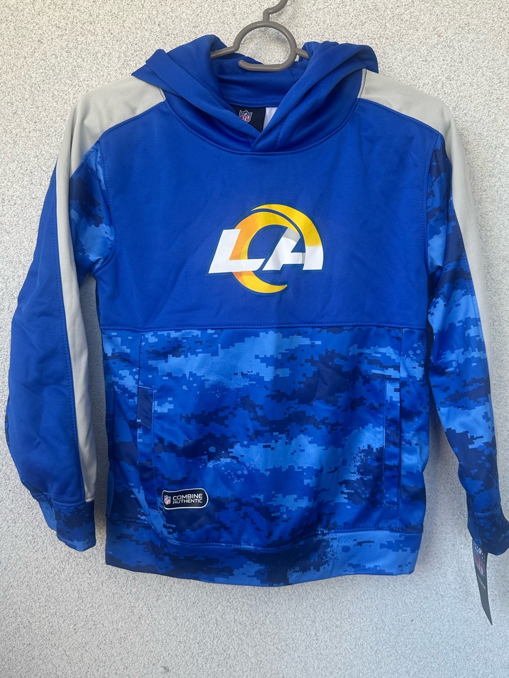 NFL LA Rams Kids Hoodie Digital Camo Blue NWT Size S-8 Combine Authentic